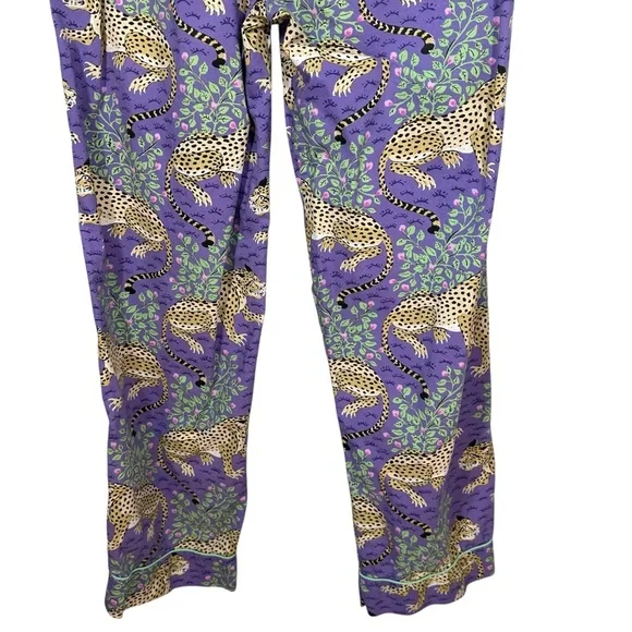 ANTHROPOLOGIE PRINTFRESH Violet Bagheera Cheetah Print Cropped Pajama Set Sz S - Picture 13 of 15